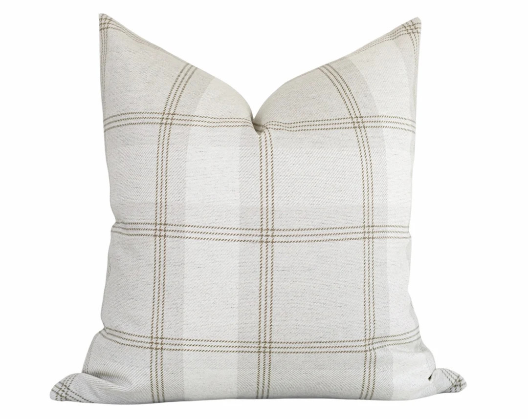 Fall Throw Pillows, Neutral Brown Plaid Pillow Cover 20x20, Fall Plaid Pillow Covers, Autumn Plai... | Etsy (US)