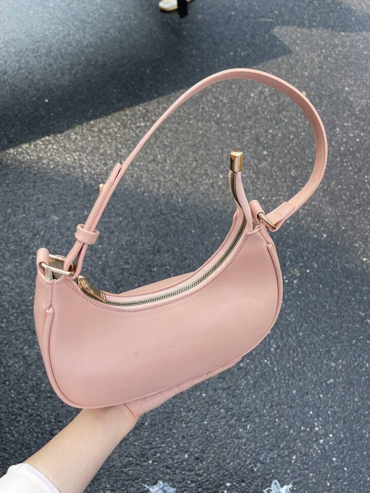 Minimalist Hobo Bag Medium Zipper Pink Fashionable | SHEIN
