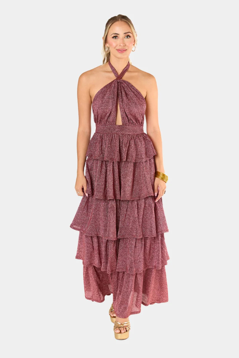 Talia Halter Long Dress - Valentine | BuddyLove