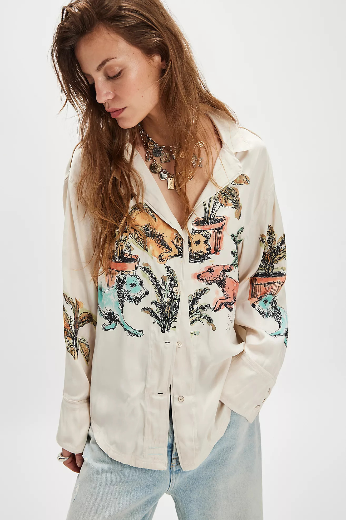 We The Free Watercolor Animal Printed Button Down | Free People (Global - UK&FR Excluded)