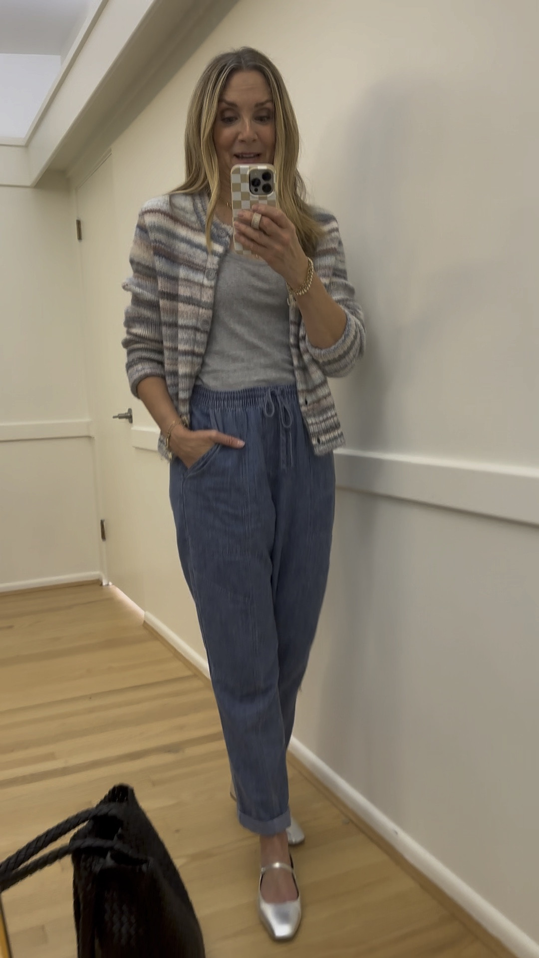 Road trip outfit! Splendid is always my go to for travel outfits! Code FRIEND for 30% off! Striped cardigan, lightweight denim pants, silver Mary janes, woven tote. Wearing xs. Airport outfit, fall outfits, work outfit 

#LTKSaleAlert #LTKTravel #LTKFindsUnder100