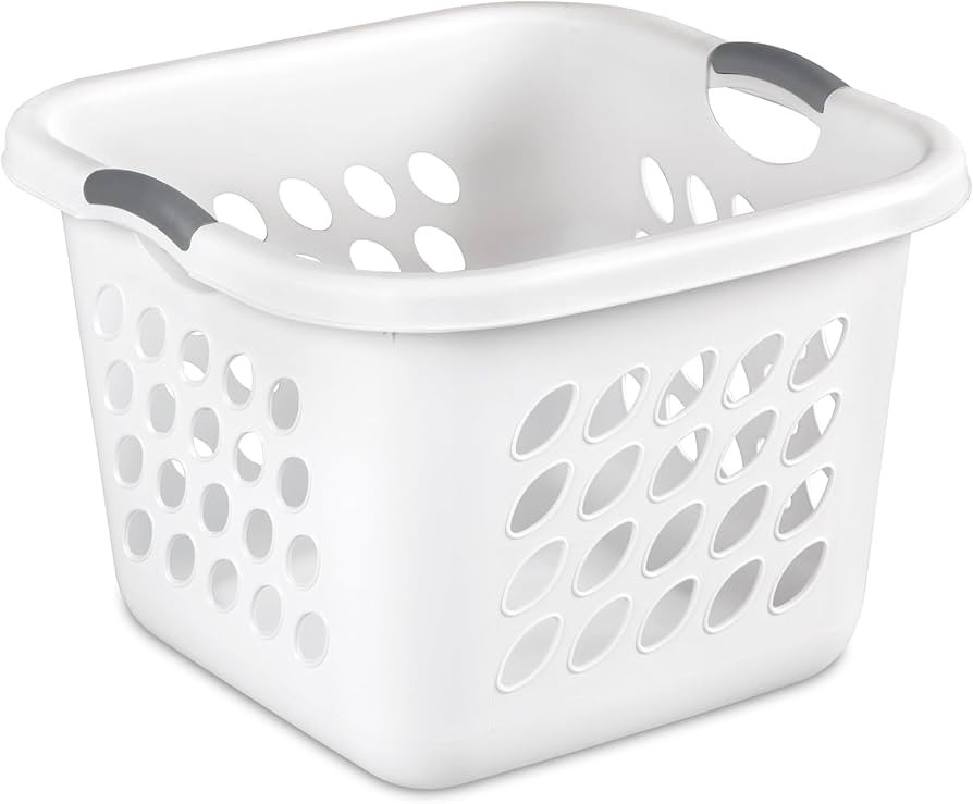 1.5 Storage Bushel Square Laundry Basket Plastic, Laundry Hamper White | Amazon (US)
