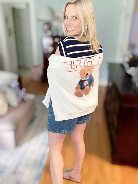 Pleated shorts, nautical striped t-shirt, preppy outfits, patriotic outfits, Memorial Day outfits, mom outfits, best postpartum shorts 

#LTKOver40 #LTKFindsUnder50 #LTKFindsUnder100