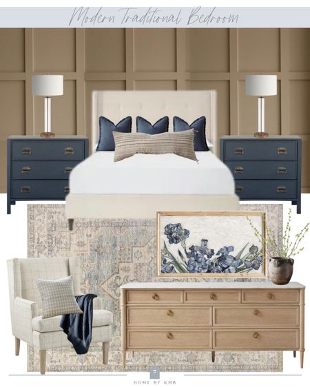 Modern traditional bedroom design with deep beige board and batten accent wall 

#LTKHome