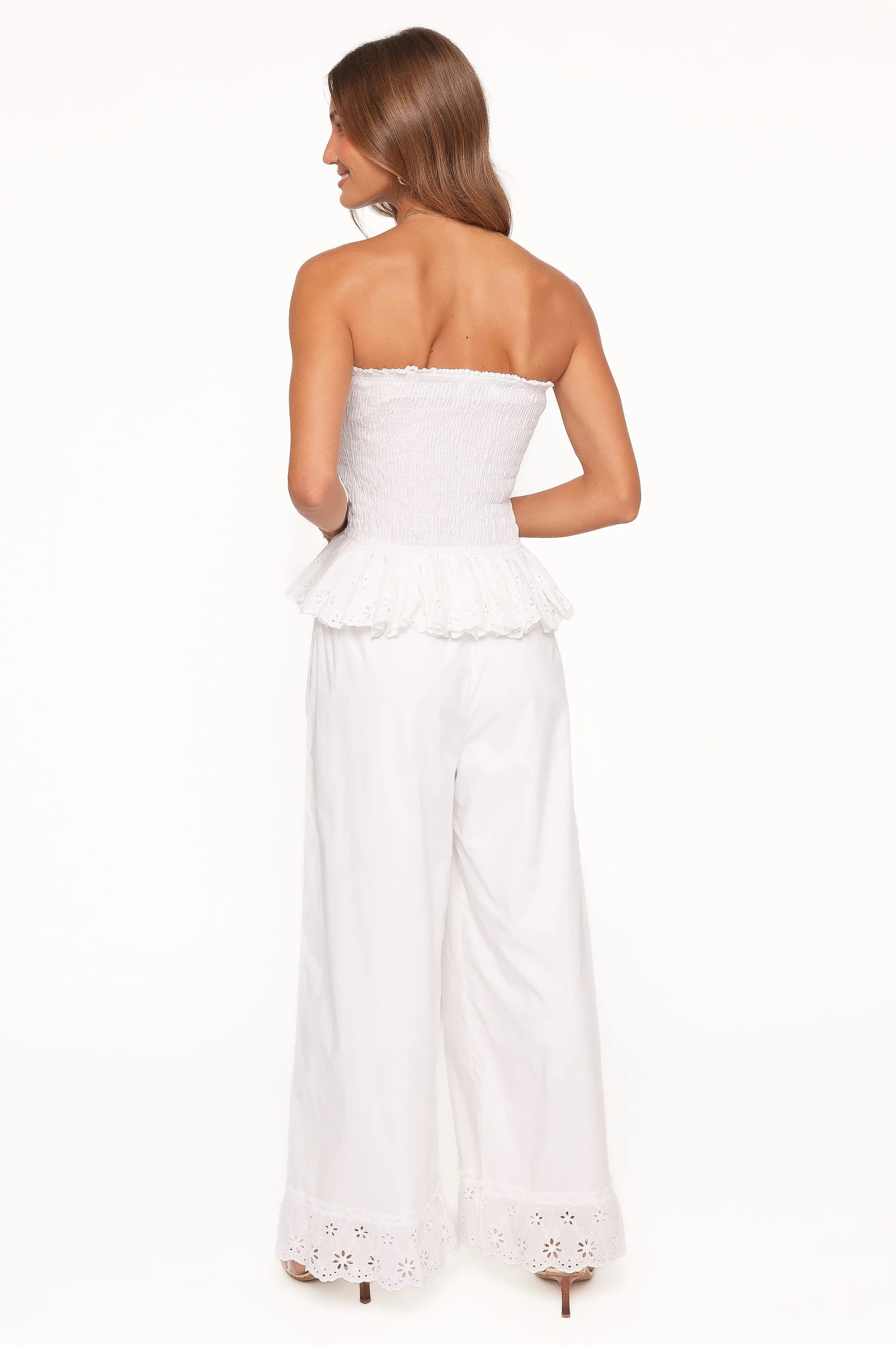 Eliska Frill Hem Pant - White | Petal & Pup (US)