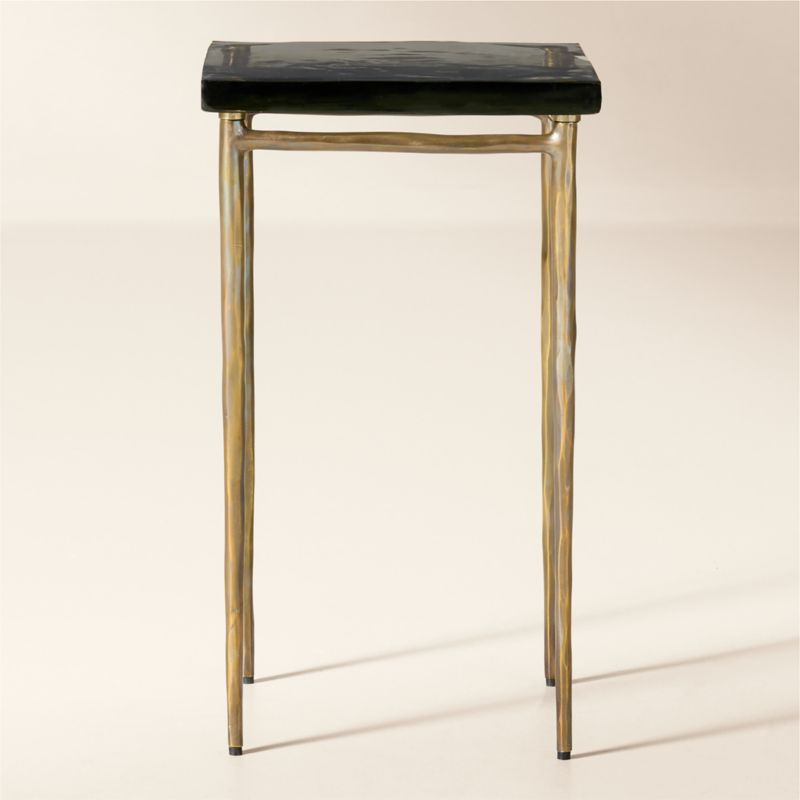 Nari Cast Glass and Brass Side Table Short | CB2