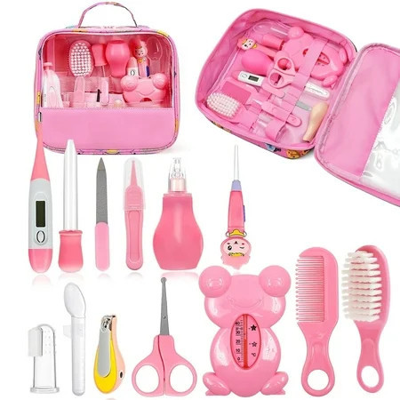BUSATIA Baby Grooming Kit,13 in 1 Infant Safety Care Set with Hair Brush Comb Nail Clipper Nasal Aspirator,Baby Essentials Kit for Newborn Girls Boys-Pink Baby Grooming Kit | Walmart (US)