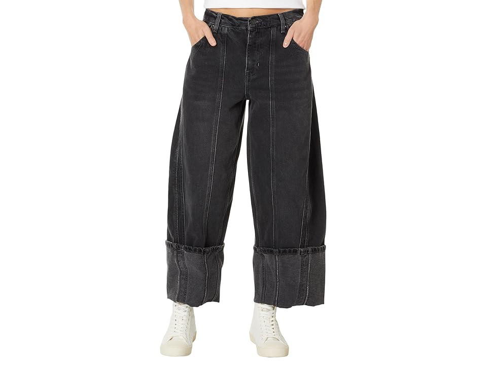 Free People Olsen Cuffed Barrel Women's Jeans Black Ice : 30, Cotton/Denim | Zappos
