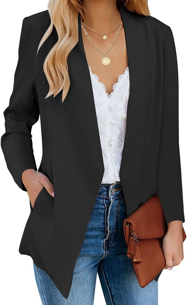 luvamia Women's Casual Long Sleeve Lapel Button Slim Work Office Blazer Jacket | Amazon (US)