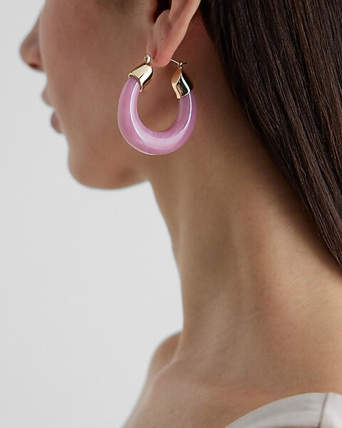 Pink Resin Dome Hoop Earrings | Express