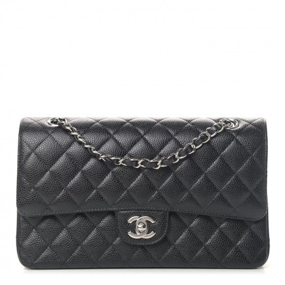 CHANEL Caviar Quilted Medium Double Flap Black | Fashionphile
