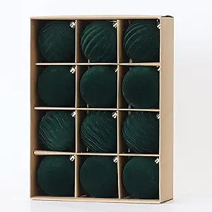 Senjie 3.15inch Christmas Tree Ornaments Velvet Balls,12PCS Flocked Decoration Balls Ornaments Se... | Amazon (US)