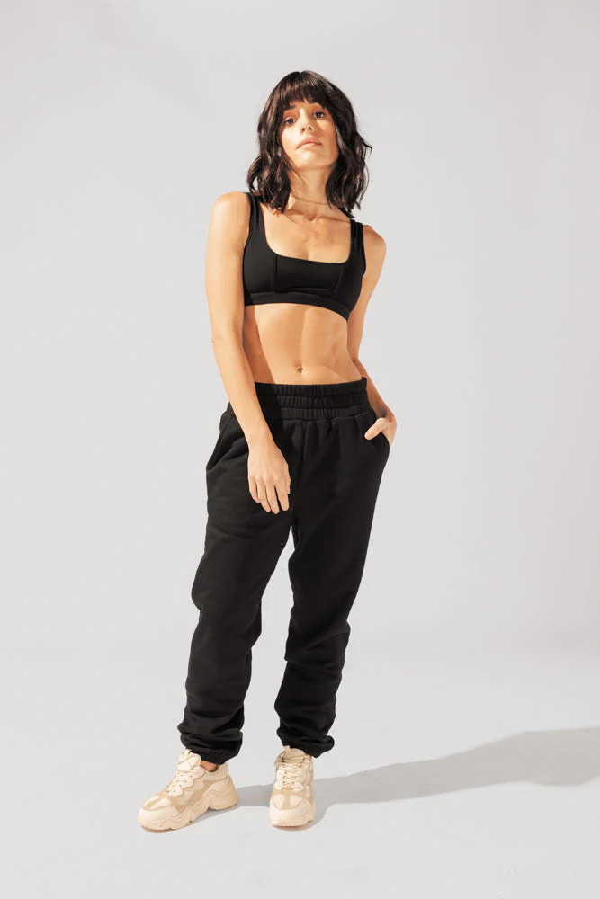 Cloud Rollover Sweatpant - Black | POPFLEX