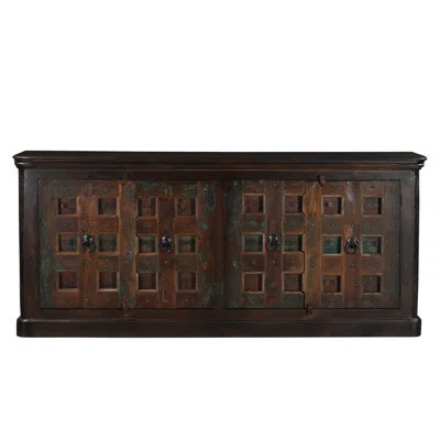 Solid Wood 4-Door Sideboard Cabinet with Carved Lattice Doors | Wayfair North America