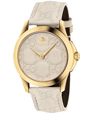 Gucci Unisex Swiss G-Timeless Mystic White Leather Strap Watch  38mm & Reviews - All Fine Jewelry... | Macys (US)