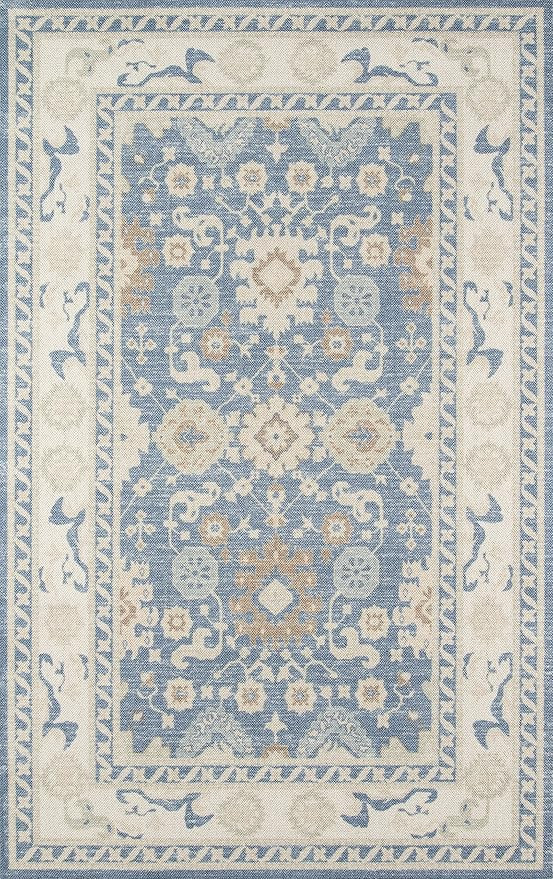 Momeni Anatolia Wool and Nylon Area Rug, 6'6" X 9', Light Blue | Amazon (US)