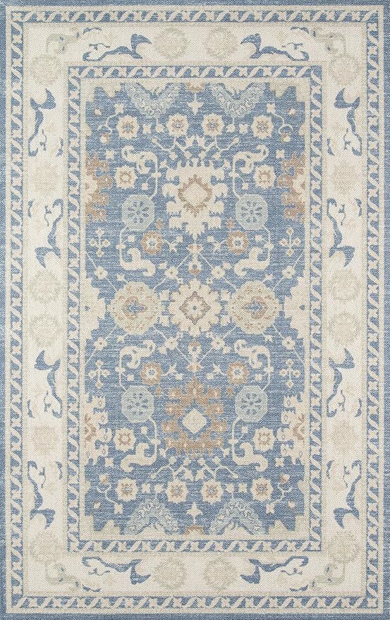 Momeni Anatolia Wool and Nylon Area Rug, 6'6" X 9', Light Blue | Amazon (US)