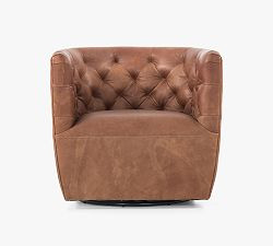 Mia Leather Swivel Chair | Pottery Barn (US)