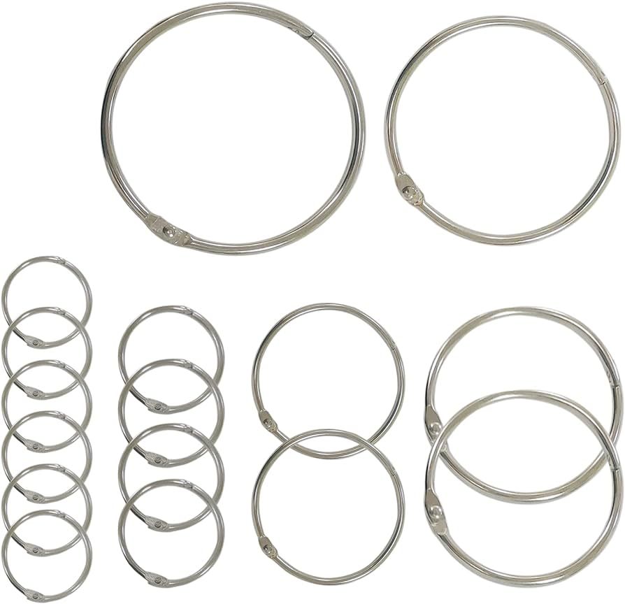 16PCS SIEWAY Binder Rings Assorted Sizes(1-1.5-2-2.5-3-3.5 inch), Large Metal Keychain Key Rings,... | Amazon (US)