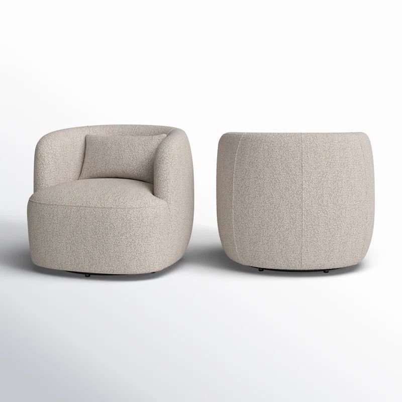 Bruschi 34" Wide Boucle Polyester Upholstered Swivel Armchair | Wayfair North America