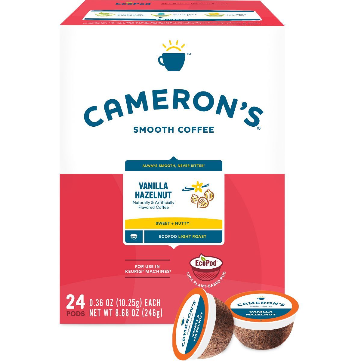 Cameron's Coffee Vanilla Hazelnut Light Roast Coffee Pods - 24ct | Target