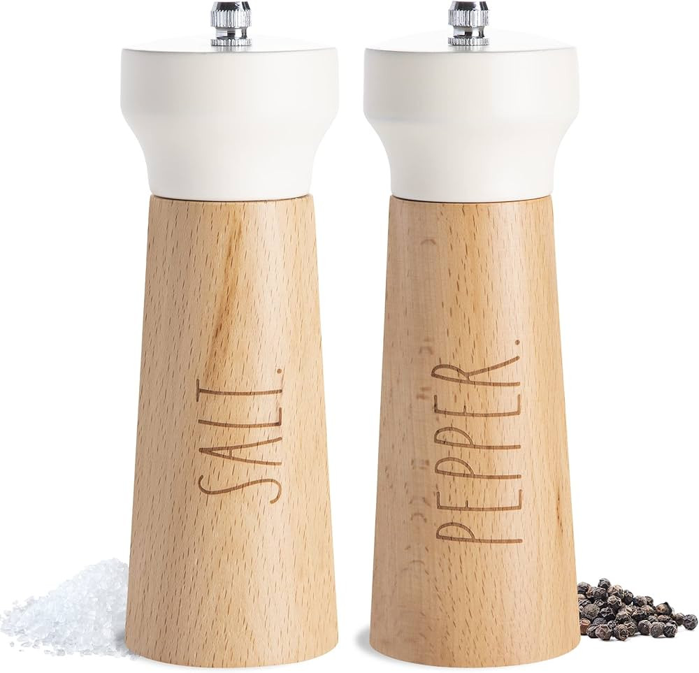 Rae Dunn Salt and Pepper Grinder Set of 2 - Bamboo Sea Salt Pepper Grinder - Classy Salt and Pepp... | Amazon (US)