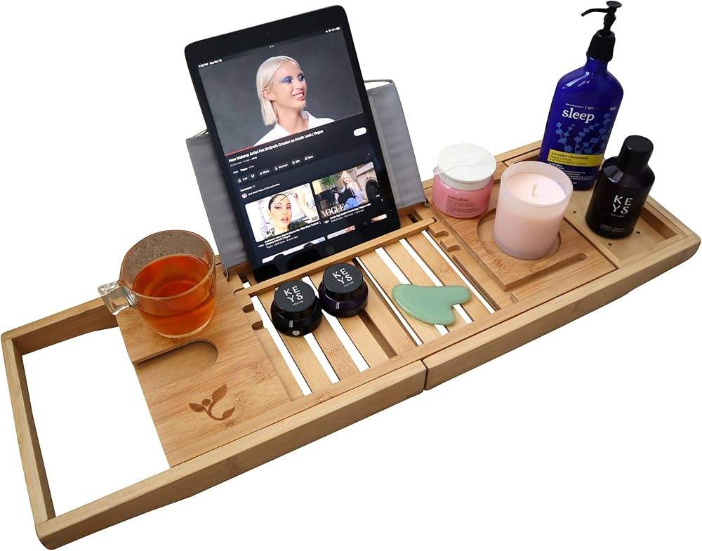 Bamboo Bathtub Tray & Bed Laptop Desk, Latest Unique Zen Design Bathtub Caddy, Bamboo Bathtub Cad... | Amazon (US)