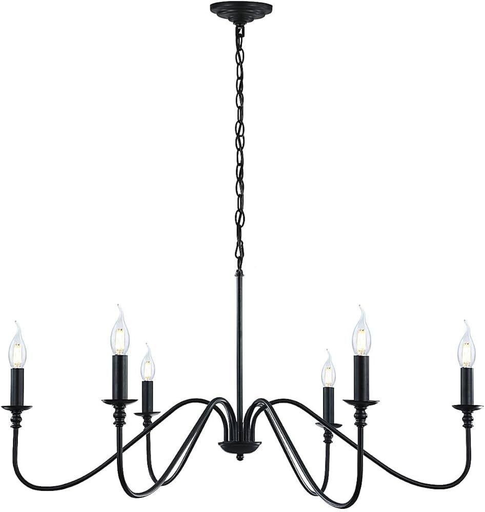 Black Chandelier,6-Light Rustic Industrial Iron Chandeliers for Dining Room Lighting Fixtures Han... | Amazon (US)