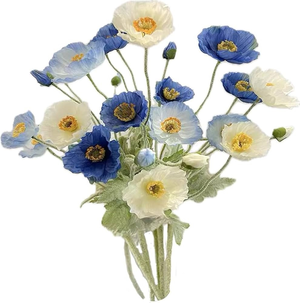 6pcs Artificial Poppy Flowers Silk Fake Poppy Flowers with Stems Faux Spring Flowers Real Touch F... | Amazon (US)