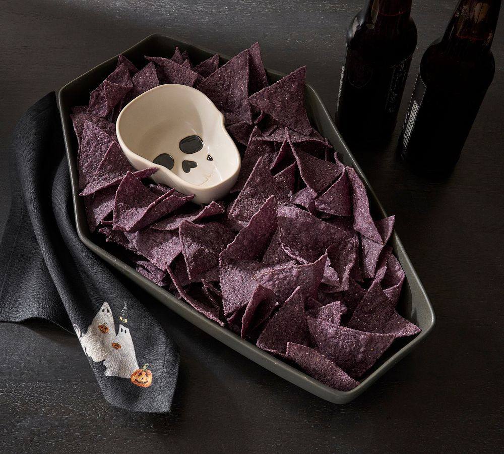 Skull Casket Stoneware Chip & Dip Server | Pottery Barn (US)