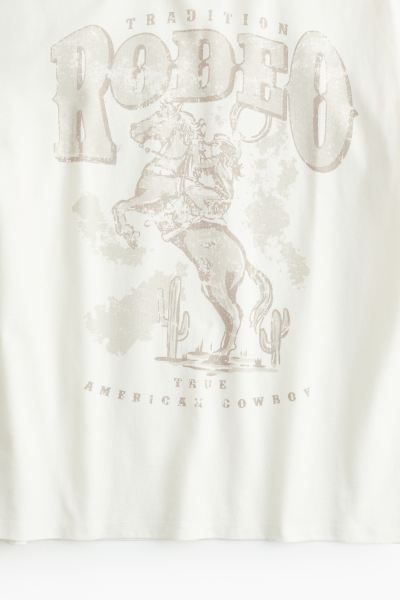 Oversized T-shirt - Cream/Rodeo - Ladies | H&M US | H&M (US + CA)