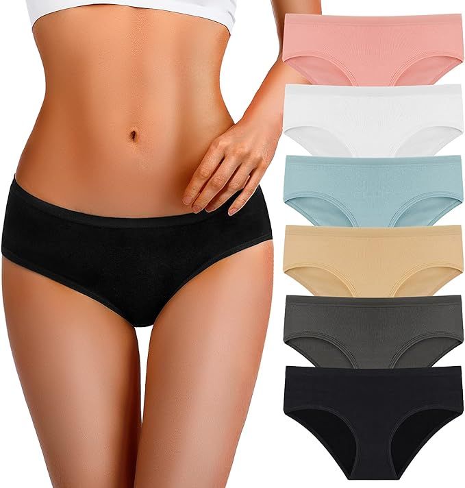 TERMEZY Womens Underwear Cotton Underwear For Women Regular & Plus Size 6-Pack | Amazon (US)