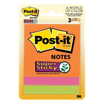 Post-it 3pk 3" x 3" Super Sticky Notes 45 Sheets/Pad - Rio de Janeiro Collection | Target