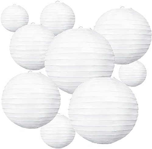 BEISHIDA 10Pcs White Paper Lanterns Decorative Chinese/Japanese Hanging Round Paper Lanterns Lamp... | Amazon (US)