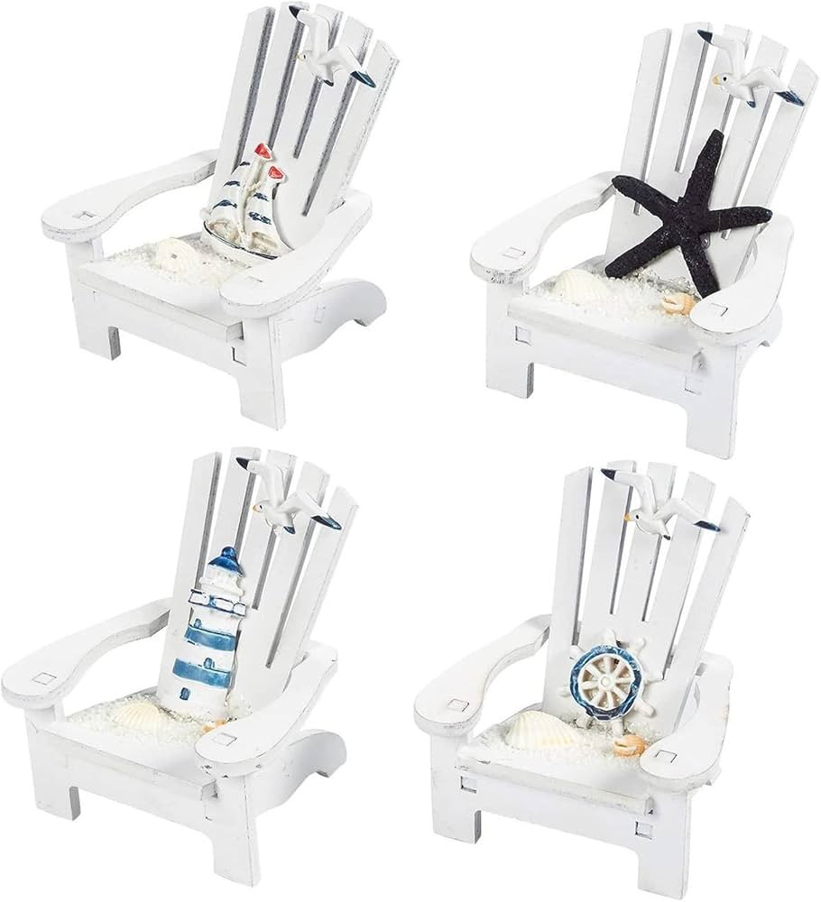 Set of 4 Mini Beach Chair for Bathroom, Nautical Home Decor, Ocean Decorations, & Beach Decor (4 ... | Amazon (US)