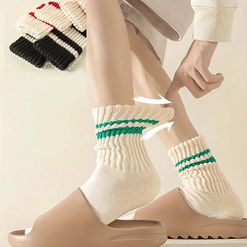 Men's Trendy Striped Pattern Crew Socks Breathable Comfy - Temu | Temu Affiliate Program