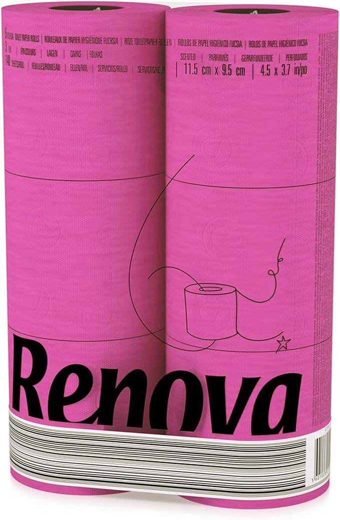 Renova Pink Toilet Paper 3-Ply -Ideal for Decorating Your Home or Office - Pack of 6 Compact Roll... | Amazon (US)