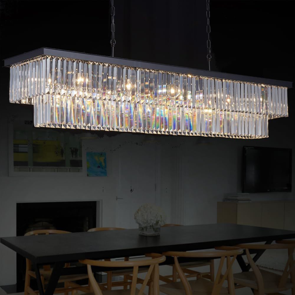 TMAFON L59 Modern Dining Room Crystal Chandelier - 17-Lights Luxury Chandeliers Light Fixtures, B... | Amazon (US)