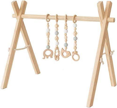 Wooden Baby Play Gym I Baby Activity Gym l Mobile Baby Exercise Activity Set for Newborn with 4 T... | Amazon (US)