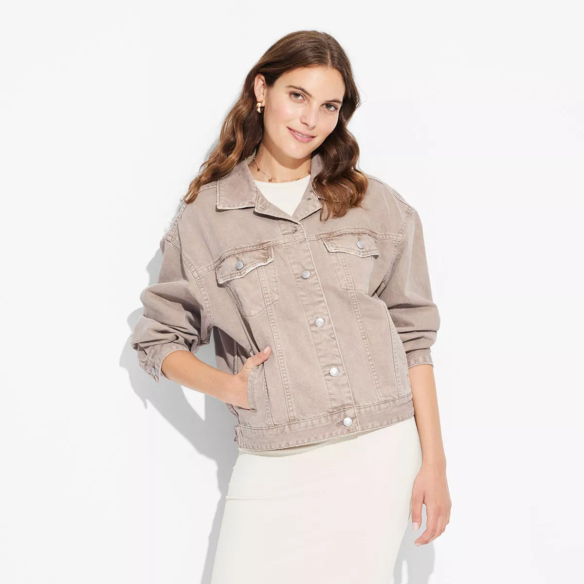 Women's Foundational Denim Oversized Trucker Jacket - Wild Fable™ | Target