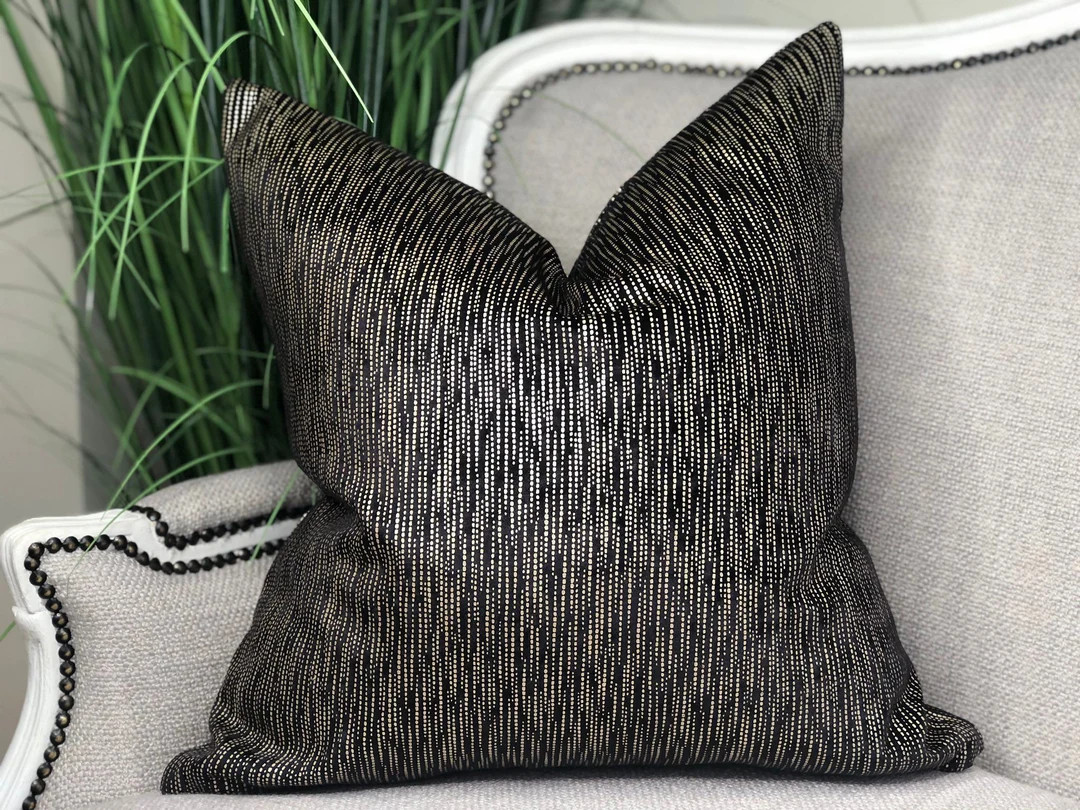 SALE - Black and gold cushion cover | black and gold pillow cover | black and gold decor | luxury... | Etsy (US)
