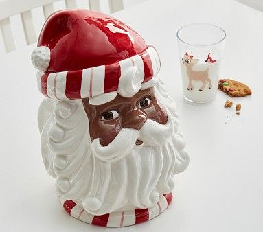 Black Santa-Shaped Cookie Jar | Pottery Barn Kids | Pottery Barn Kids