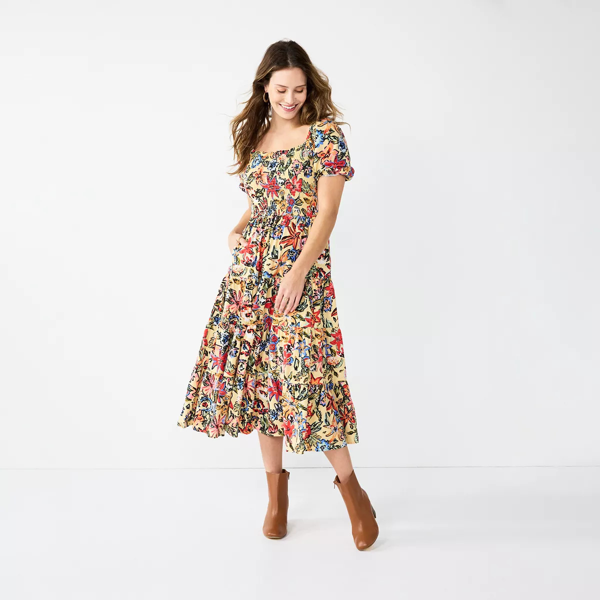 Women's Sonoma Goods For Life® Smocked Tiered Midi Dress | Kohl's