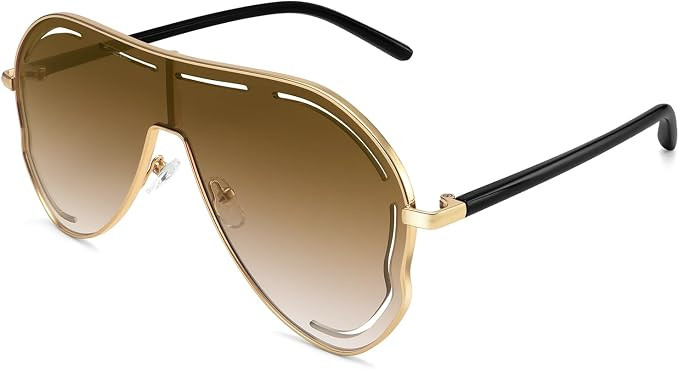 Dollger Women's Oversized Shield Butterfly Sunglasses, Big One Piece Frame Pilot Aviator, Fashion... | Amazon (US)