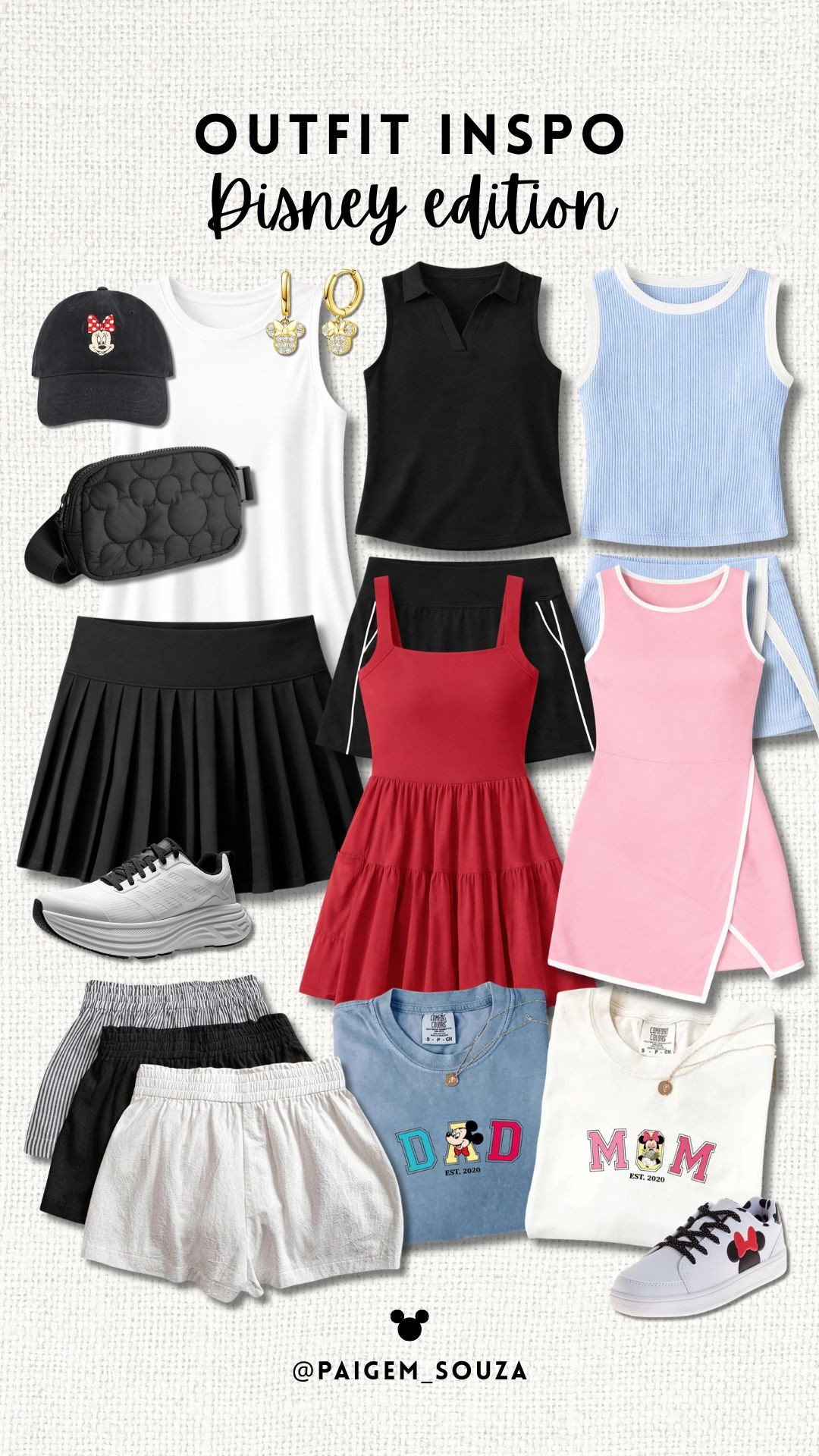 Disney outfit inspo for your next park day! ✨ Comfy, cute and easy-to-walk-in looks featuring athletic skorts, pleated skirts, breathable tanks, graphic tees, casual dresses and supportive sneakers. Mix and match red, pink, black and classic character details for Magic Kingdom, EPCOT, Hollywood Studios or Animal Kingdom. Easy mom-friendly Disney style that keeps you cool and photo-ready from rope drop to fireworks.

Disney outfit ideas, Disney mom outfits, park day style, Magic Kingdom outfit inspiration, EPCOT outfit ideas, theme park athleisure, casual Disney looks, summer Disney outfits, family Disney trip style, comfortable walking shoes for Disney. 

 #LTKootd #LTKActive #LTKTravel