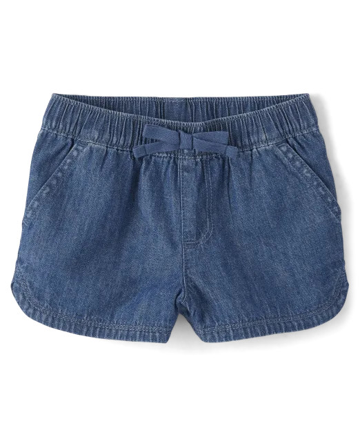 Baby And Toddler Girls Chambray Pull On Shorts - blue | The Children's Place