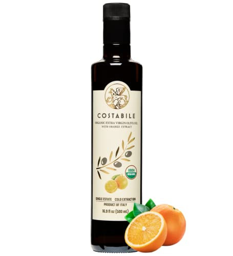Orange Infused Olive Oil Extra Virgin from Puglia, Italy. Organic Olive Oil Infused with Natural Orange. For salad dressing, baking and cooking - COSTABILE 16.9 Fl.Oz | Amazon (US)