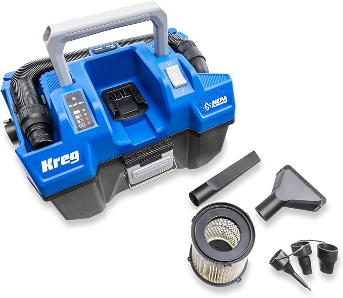 Kreg 20V Ionic Drive Wet/Dry Vac with HEPA Filter - Cordless HEPA Shop Vacuum for Dust Collection... | Amazon (US)