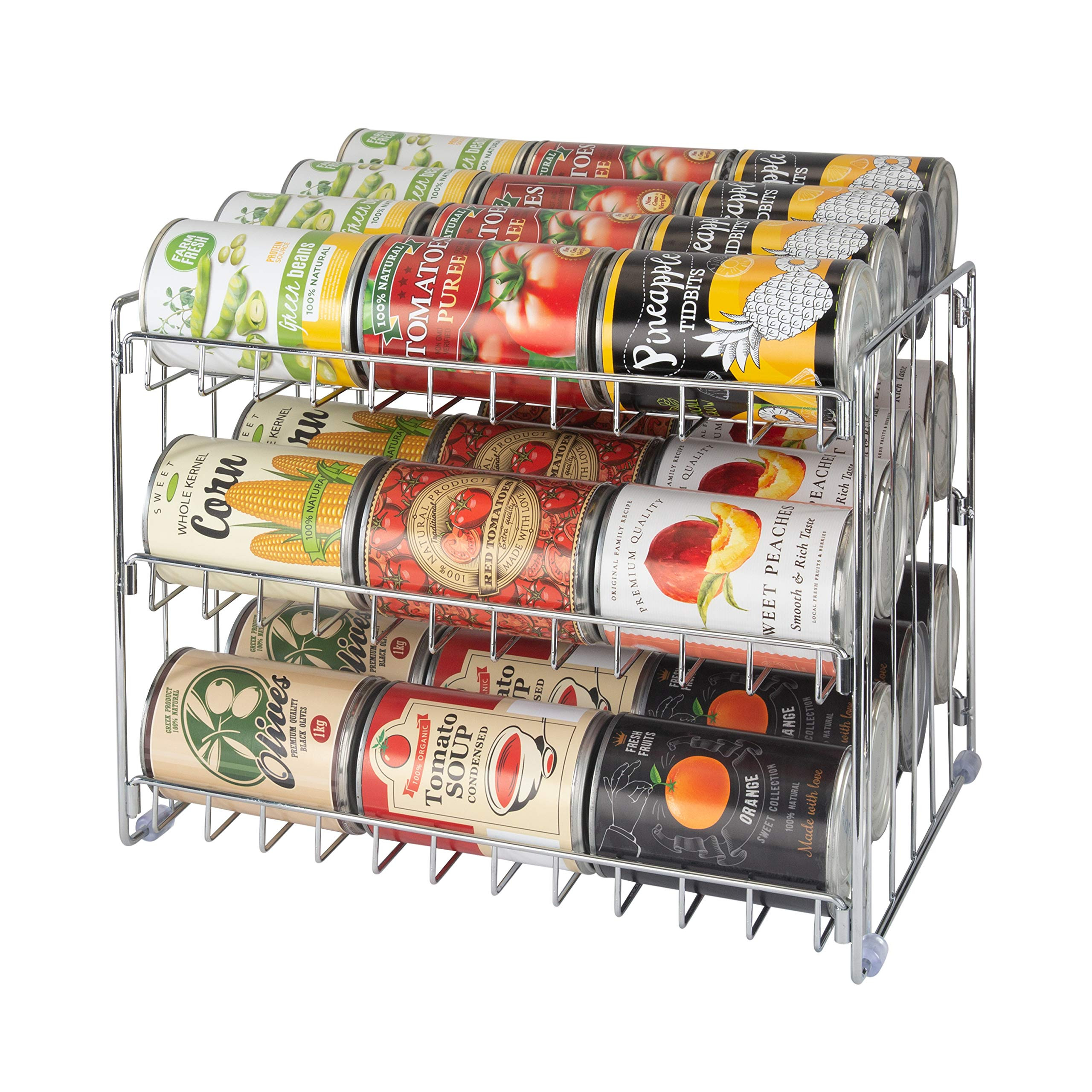 Kitchen Details 3 Tier Can Organizer | Chrome Steel Canned Food Storage Rack | Holds 36 Cans | Sp... | Amazon (US)