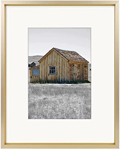 Golden State Art, 8x10 Aluminum Photo Frame for 5x7 Pictures with Ivory Mat Easel Stand for Table... | Amazon (US)